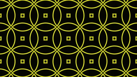 Yellow on Black Abstract Glowing Circular Patterns Background VJ Loop Stock Footage 246002539