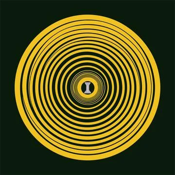 Yellow Black Concentric Circles Dark Green Background Иллюстрация