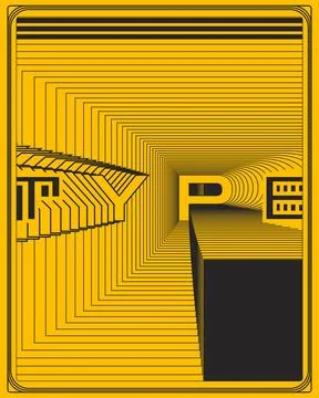 Yellow Black Dynamic Typography Text Poster Modern Wall Art Design 库存插图