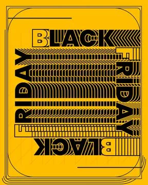 Yellow Black Friday Poster Dynamic Energy Lines Design 库存插图