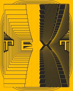 Yellow Black Geometric Optical Illusion Perspective Wall Art Poster イラスト素材