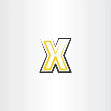 Yellow black letter x vector icon logo logotype sign Stock Illustration