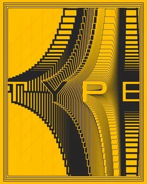 Yellow Black Optical Illusion Poster Geometric Perspective Stair Steps Design Иллюстрация