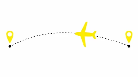 Yellow black plane destination white Stock Footage 234076355