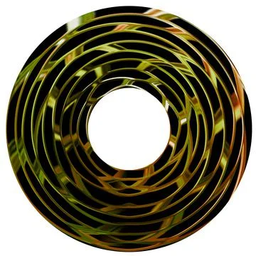 Yellow-black, rounded texture on a white background. Isolated 3D image.  Stock Illustration