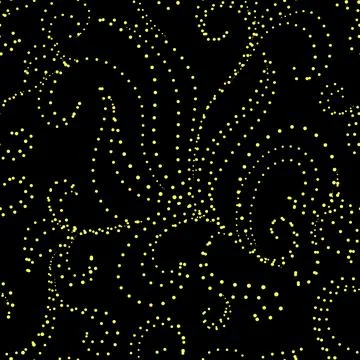 Yellow on black seamless pattern botany Illustrazione stock