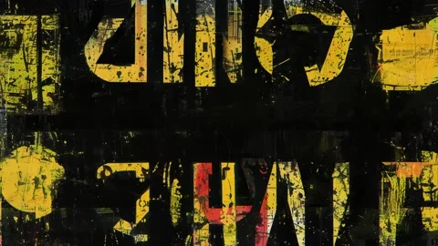 Yellow Black Stenciled Typography Grunge Background Seamless Loop Stockbeeldmateriaal 328356219