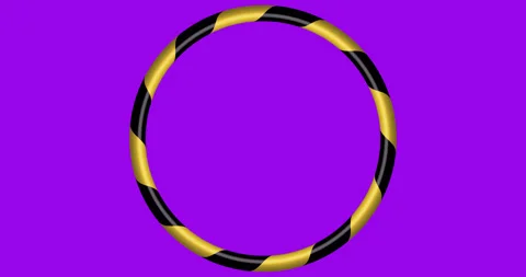 Yellow black stripe caution rotating frame warning border, circle ring safety Stock Footage 173634332