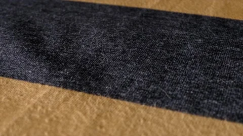 Yellow black striped pattern texture background. Linen cotton macro shot, dec Stock Footage 147223927