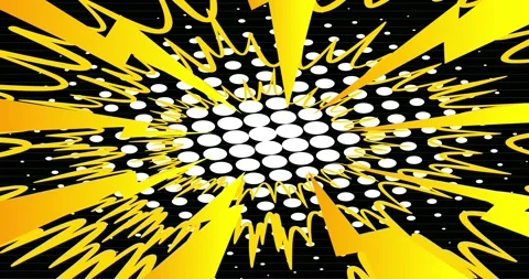 Yellow Black White comic book background from green screen Stock Footage 171195134