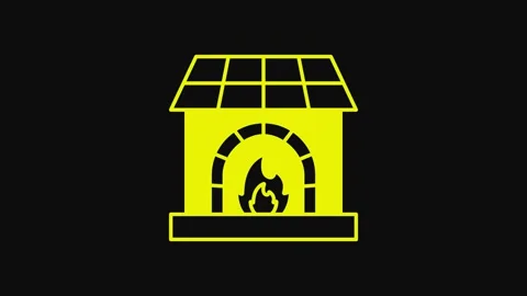 Yellow Blacksmith oven icon isolated on black background. 4K Video motion Stock Footage 233098549
