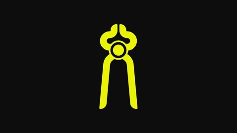 Yellow Blacksmith pliers tool icon isolated on black background. 4K Video motion Stock Footage 233098538
