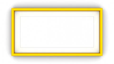 Yellow blank frame on white background. 3d rendering Stock Illustration