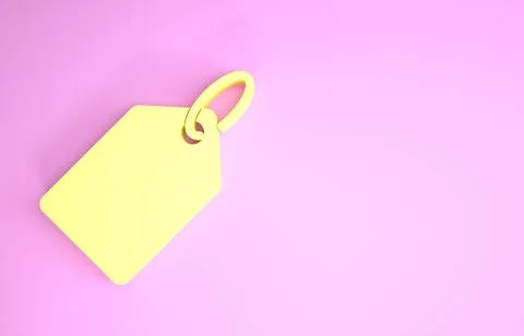 Yellow Blank label template price tag icon isolated on pink background. Empty Stock Illustration
