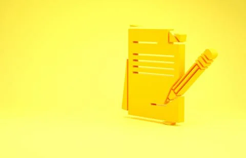 Yellow Blank notebook and pencil with eraser icon isolated on yellow backgrou 스톡 일러스트