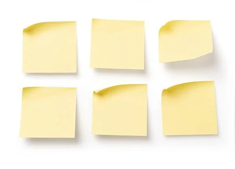 Yellow blank sticky notes creating reminders and messages Stock Photos