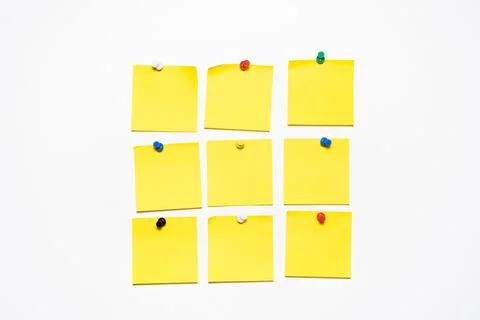 Yellow Blank Sticky Notes Isolated On White Background And Office Supplies Stock Photos