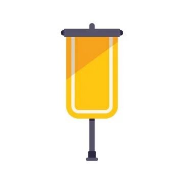 Yellow blank vertical banner flag standing on pole Stock Illustration