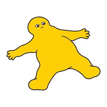 Yellow Blob Character Lying Down Stock Illustration