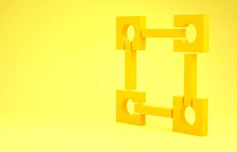 Yellow Blockchain technology icon isolated on yellow background. Cryptocurren イラスト素材
