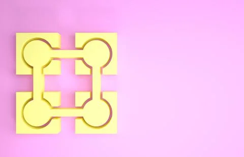Yellow Blockchain technology icon isolated on pink background. Cryptocurrency Stock Illustration