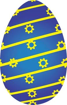 Yellow bloom on blue Easter egg Stock Illustration
