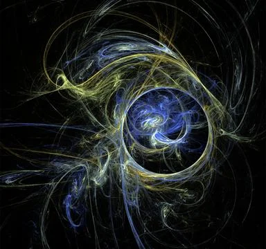 Yellow blue abstract pattern on black background, wallpaper, design Stock Illustration