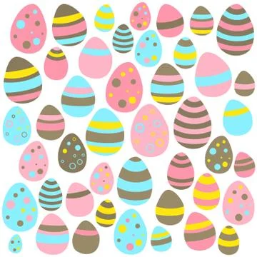 Yellow blue and pink Easter eggs seamless texture Stock Illustration
