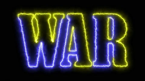 Yellow-blue animation of text WAR. Video stock 171028254