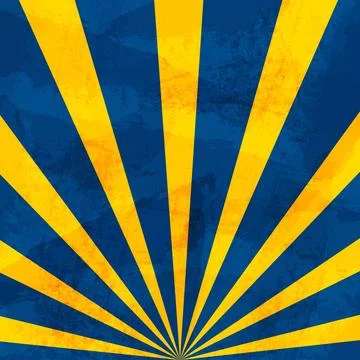 Yellow blue background sun rays retro grunge 60-70 years. Abstract texture Stock Illustration