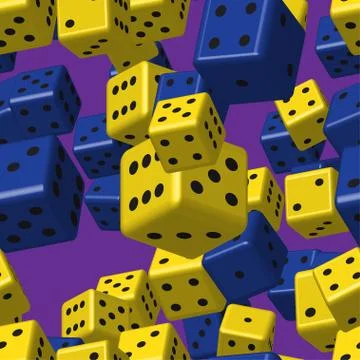 Yellow Blue Dice Seamless Pattern Stock Illustration