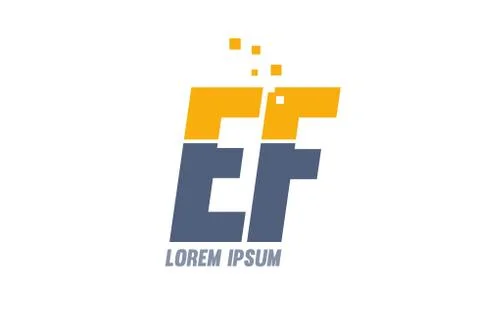 Yellow blue EF E F alphabet letter logo company Stock Illustration