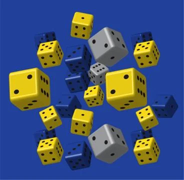 Yellow Blue Grey Dice Pattern Illustrazione stock
