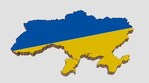 Yellow-blue isolated 3D image of Ukraine on a white background.  Stock Illustration