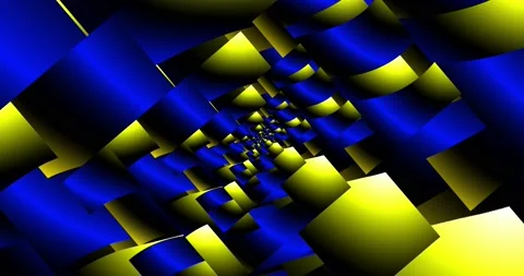 Yellow-blue kaleidoscope of rectangular mosaic. Stock Footage 162652248