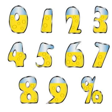 Yellow blue Numbers 스톡 일러스트