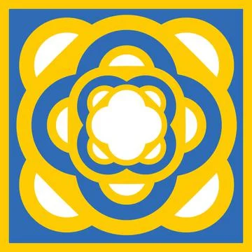 Yellow blue pattern for tiles talavera spanish style, vector illustration for 库存插图