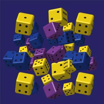 Yellow Blue Purple Dice Pattern Stock Illustration