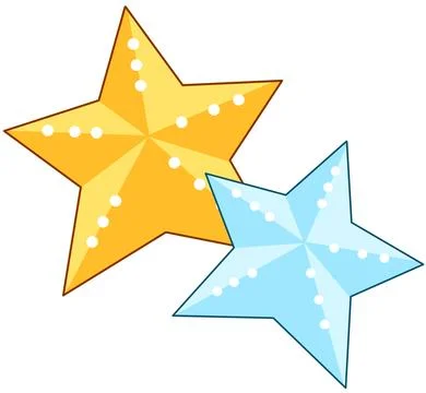 Yellow Blue Starfish Pair On White Background Stock Illustration