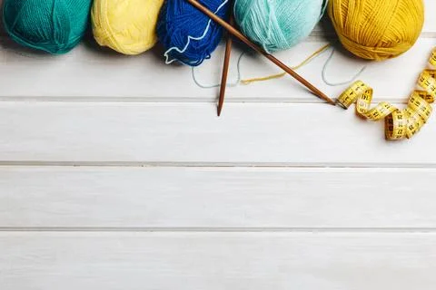 Yellow blue wool with space bottom 写真素材
