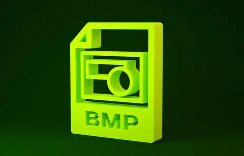 Yellow BMP file document. Download bmp button icon isolated on green backgrou 스톡 일러스트