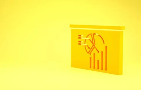 Yellow Board with graph chart icon isolated on yellow background. Report text Stock Illustration