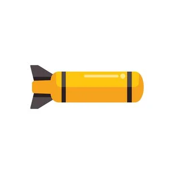 Yellow bomb falling down with explosion at the end Stock Illustration