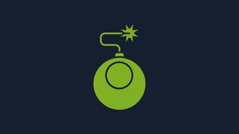 Yellow Bomb ready to explode icon isolated on blue background. 4K Video motion Stock Footage 232015964