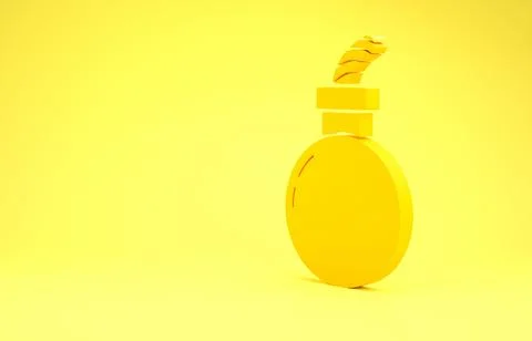 Yellow Bomb ready to explode icon isolated on yellow background. Happy Hallow Illustrazione stock