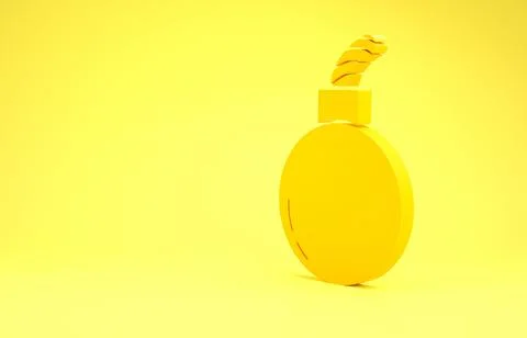 Yellow Bomb ready to explode icon isolated on yellow background. Minimalism c イラスト素材