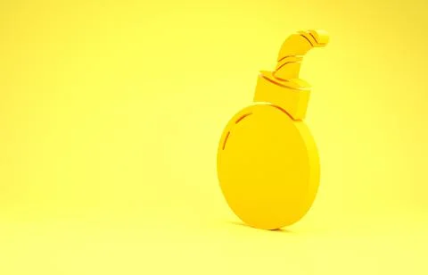 Yellow Bomb ready to explode icon isolated on yellow background. Happy Hallow イラスト素材