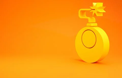 Yellow Bomb ready to explode icon isolated on orange background. Minimalism c Stockillustratie