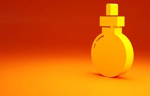 Yellow Bomb ready to explode icon isolated on orange background. Happy Hallow Illustrazione stock