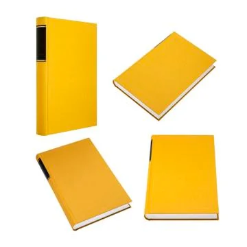 Yellow book in four different angles Foto stock
